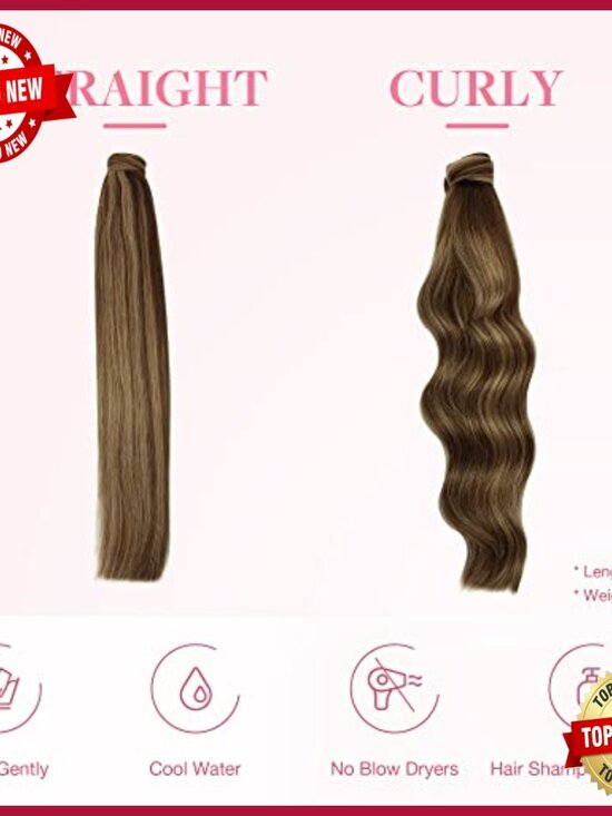 Long Straight Clip-In Ponytail Extension, Real Human Hair, 18 Inch main image 4